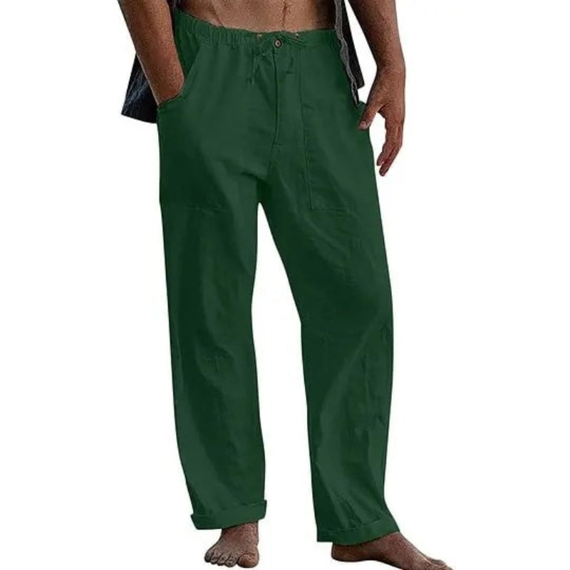 Mivanity Men's Casual Solid Color Cotton Linen Pants