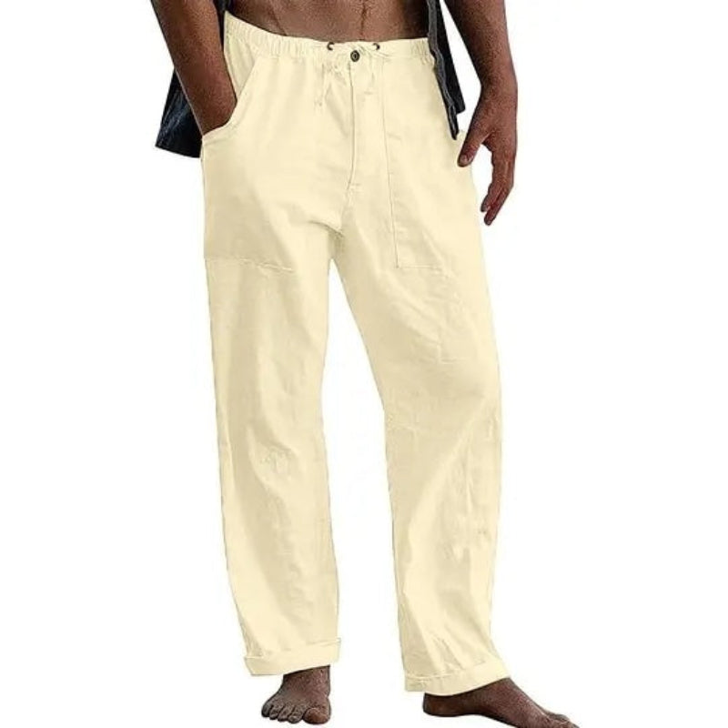 Mivanity Men's Casual Solid Color Cotton Linen Pants