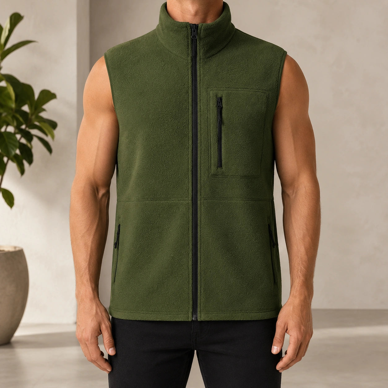 Mivanity Men's Casual Sports Outdoor Zip-Up Tank Tops