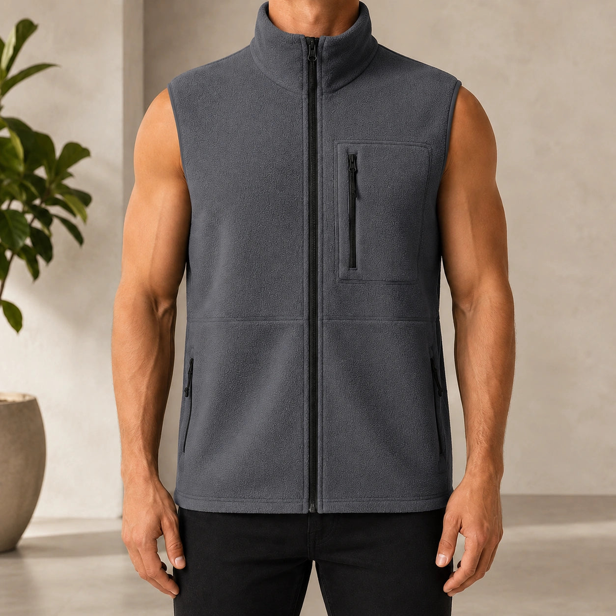 Mivanity Men's Casual Sports Outdoor Zip-Up Tank Tops