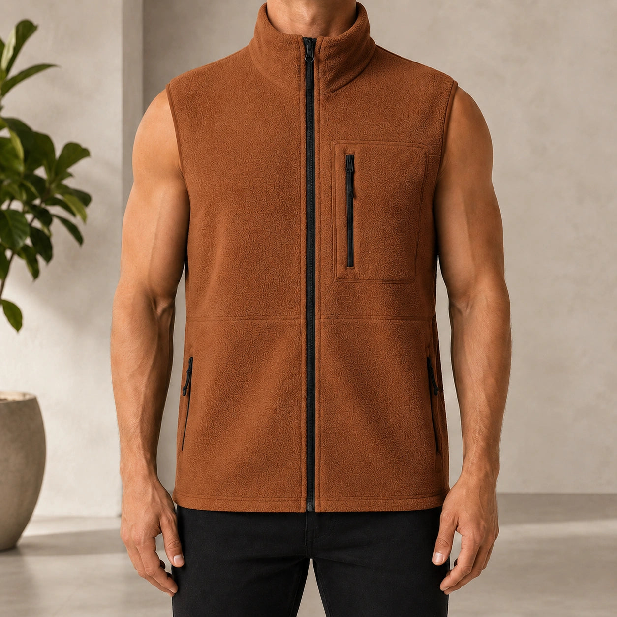 Mivanity Men's Casual Sports Outdoor Zip-Up Tank Tops