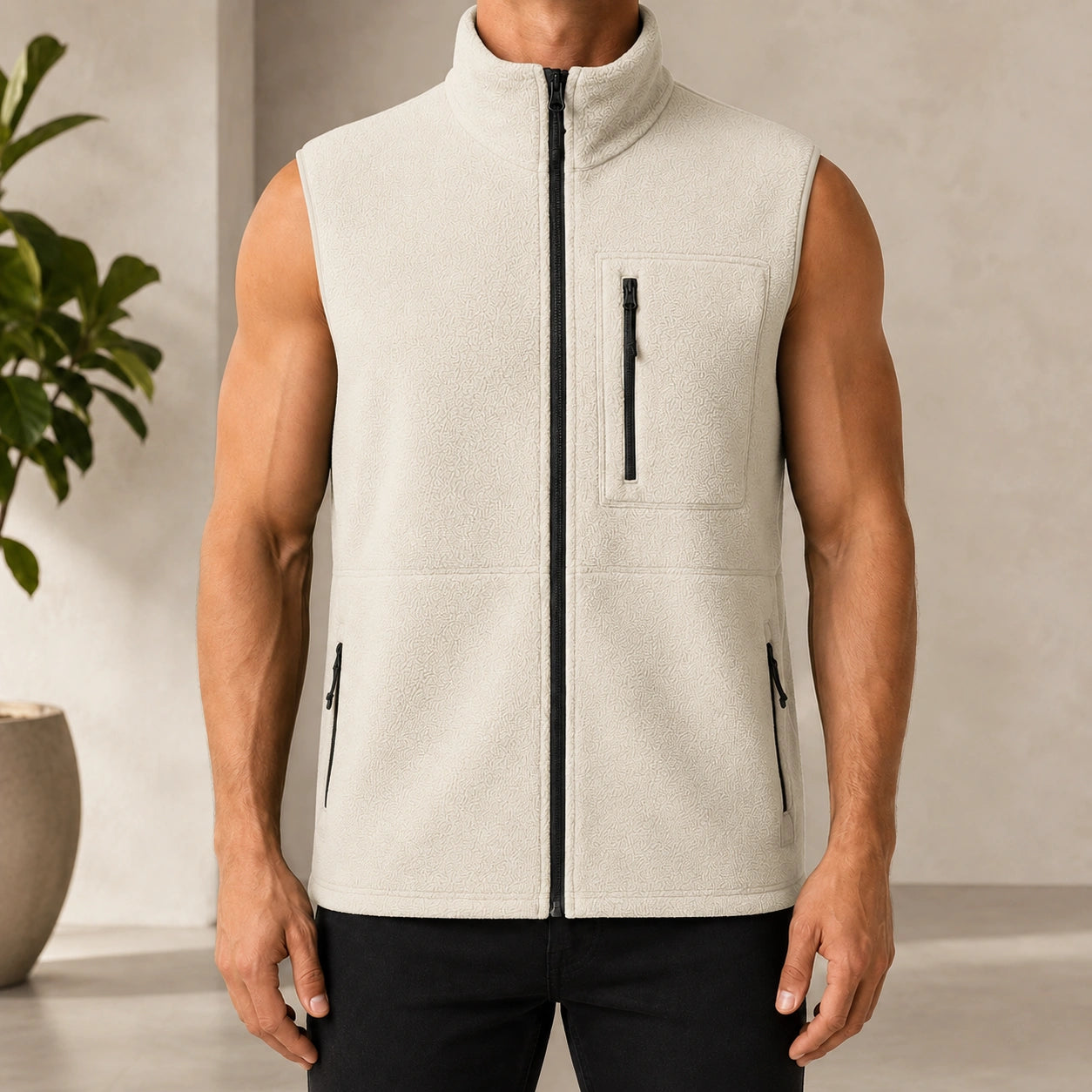 Mivanity Men's Casual Sports Outdoor Zip-Up Tank Tops