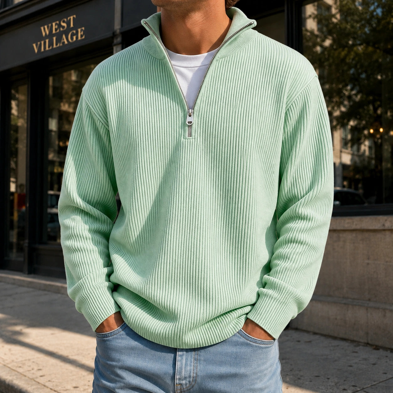 Mivanity Men's Casual Stand Collar Corduroy Sweatshirts