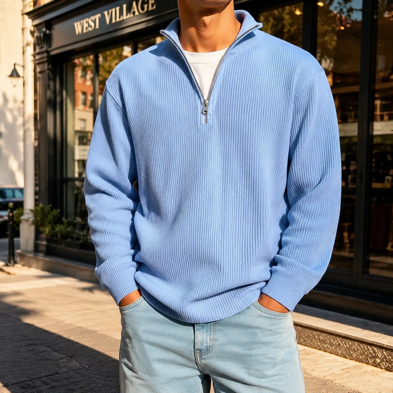 Mivanity Men's Casual Stand Collar Corduroy Sweatshirts