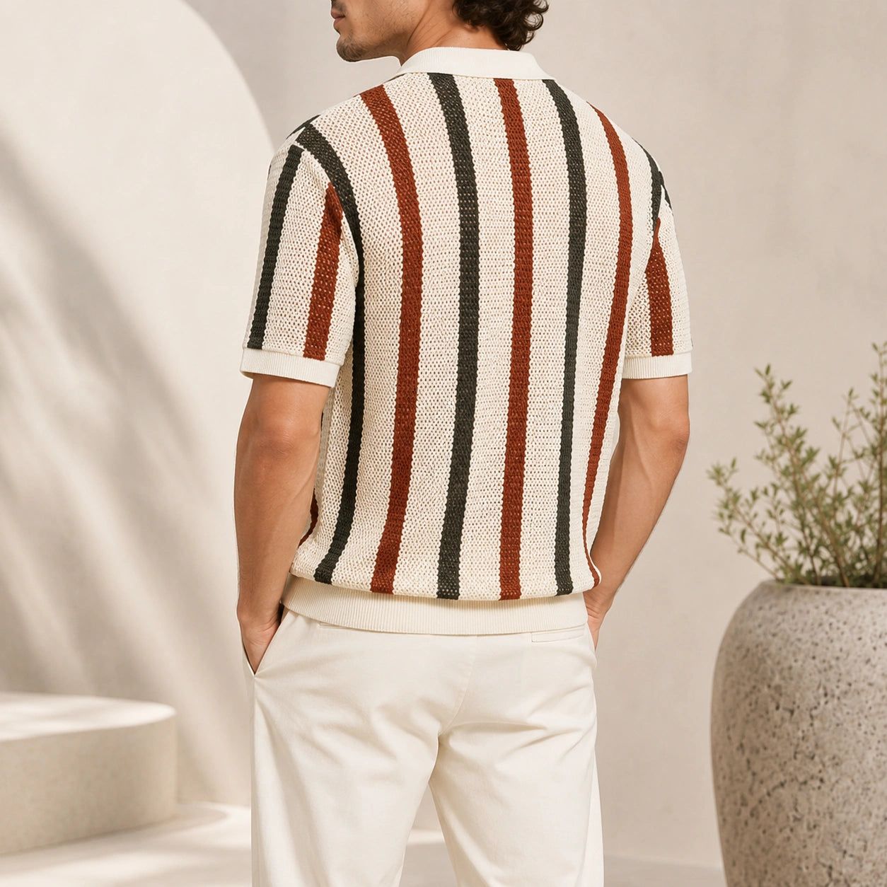 Mivanity Men's Casual Striped Polo
