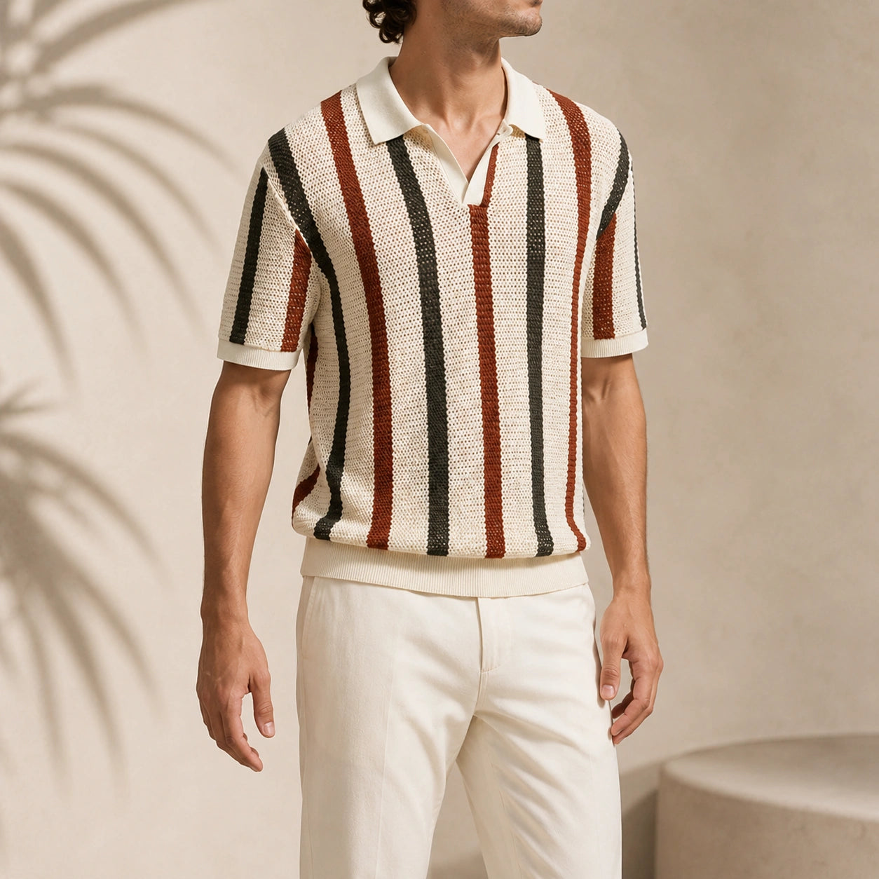 Mivanity Men's Casual Striped Polo