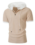 Mivanity Men's Casual Waffle Knit Color-Block Hooded T-Shirts