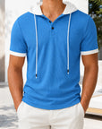 Mivanity Men's Casual Waffle Knit Color-Block Hooded T-Shirts