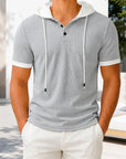 Mivanity Men's Casual Waffle Knit Color-Block Hooded T-Shirts