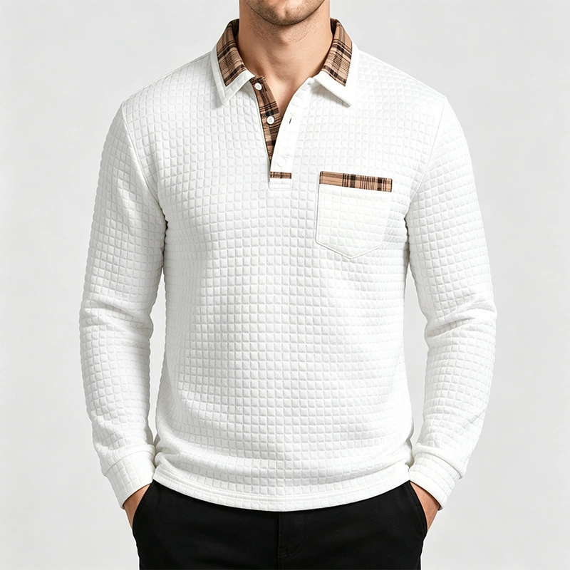 Mivanity Men's Checked Long Sleeve Polo Shirts
