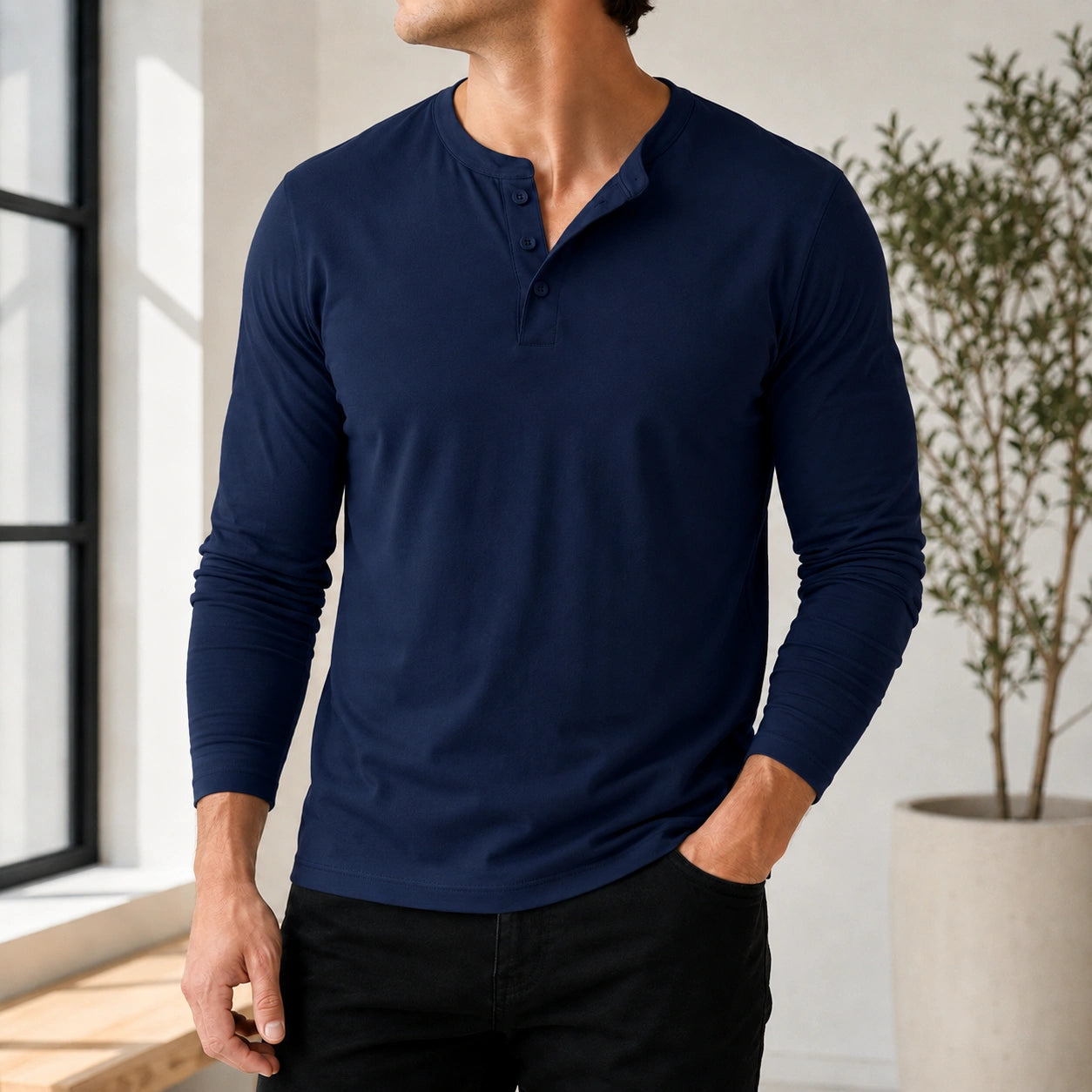 Mivanity Men's Classic Casual Long-Sleeve T-Shirts