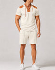 Mivanity Men's Color-Block Knit T-Shirt Shorts Sets