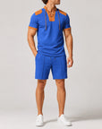 Mivanity Men's Color-Block Knit T-Shirt Shorts Sets