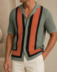 Mivanity Men's Color-Blocked Striped Short-Sleeve Polo Shirts