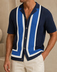 Mivanity Men's Color-Blocked Striped Short-Sleeve Polo Shirts