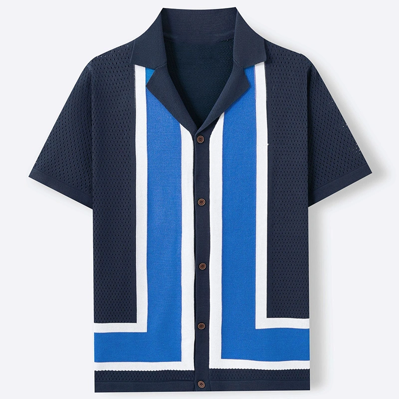 Mivanity Men's Color-Blocked Striped Short-Sleeve Polo Shirts