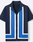 Mivanity Men's Color-Blocked Striped Short-Sleeve Polo Shirts