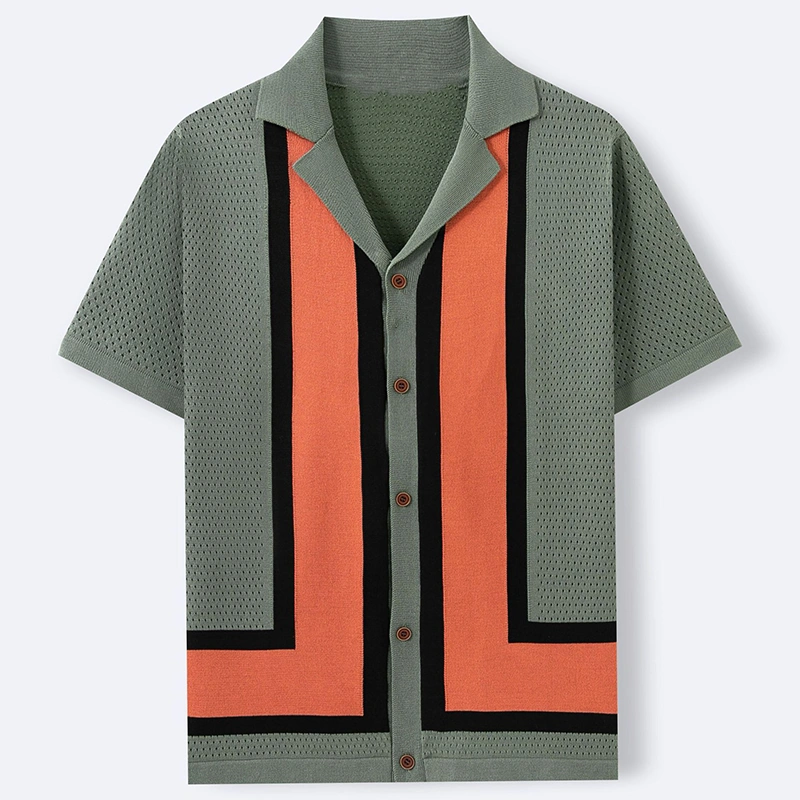 Mivanity Men's Color-Blocked Striped Short-Sleeve Polo Shirts