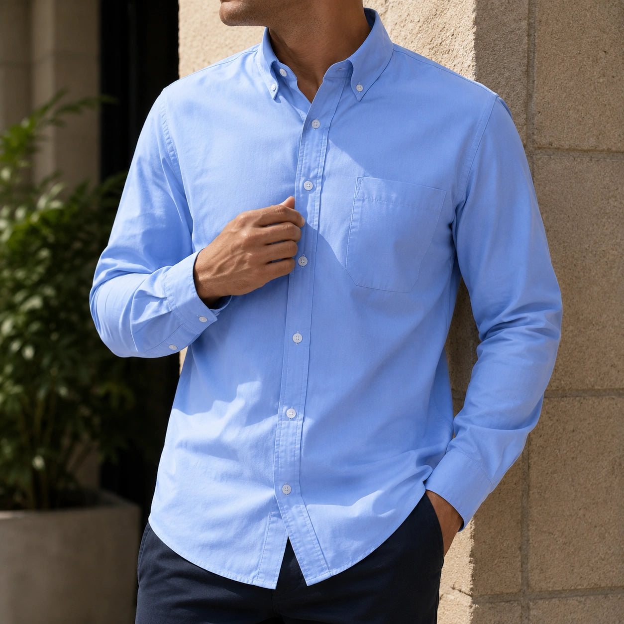 Mivanity Men's Comfortable Casual Cotton Pocket Long-sleeved Shirts