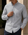 Mivanity Men's Comfortable Casual Cotton Pocket Long-sleeved Shirts