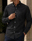 Mivanity Men's Comfortable Casual Cotton Pocket Long-sleeved Shirts