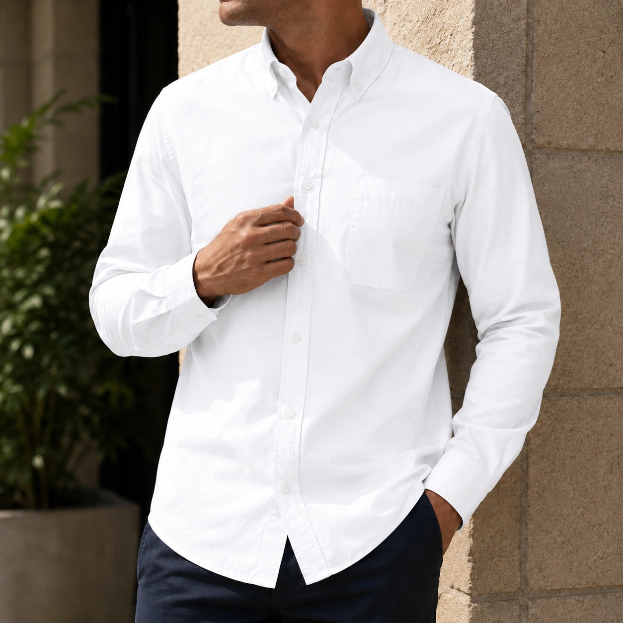 Mivanity Men's Comfortable Casual Cotton Pocket Long-sleeved Shirts