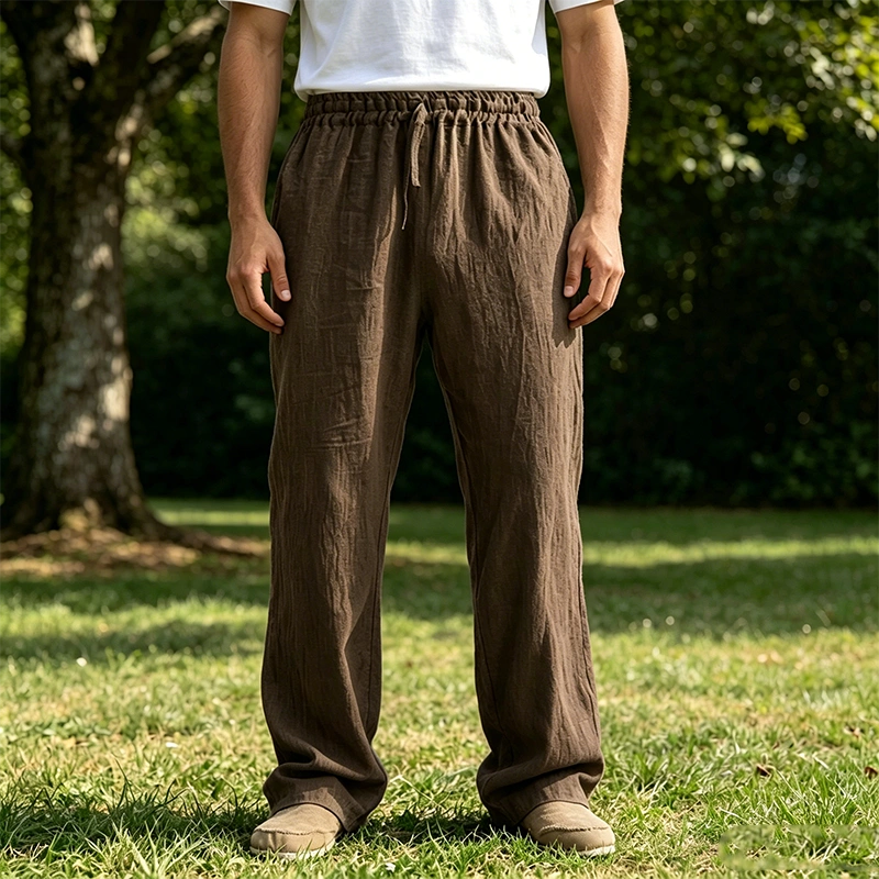 Mivanity Men's Comfortable Linen Loose Casual Breathable Trousers