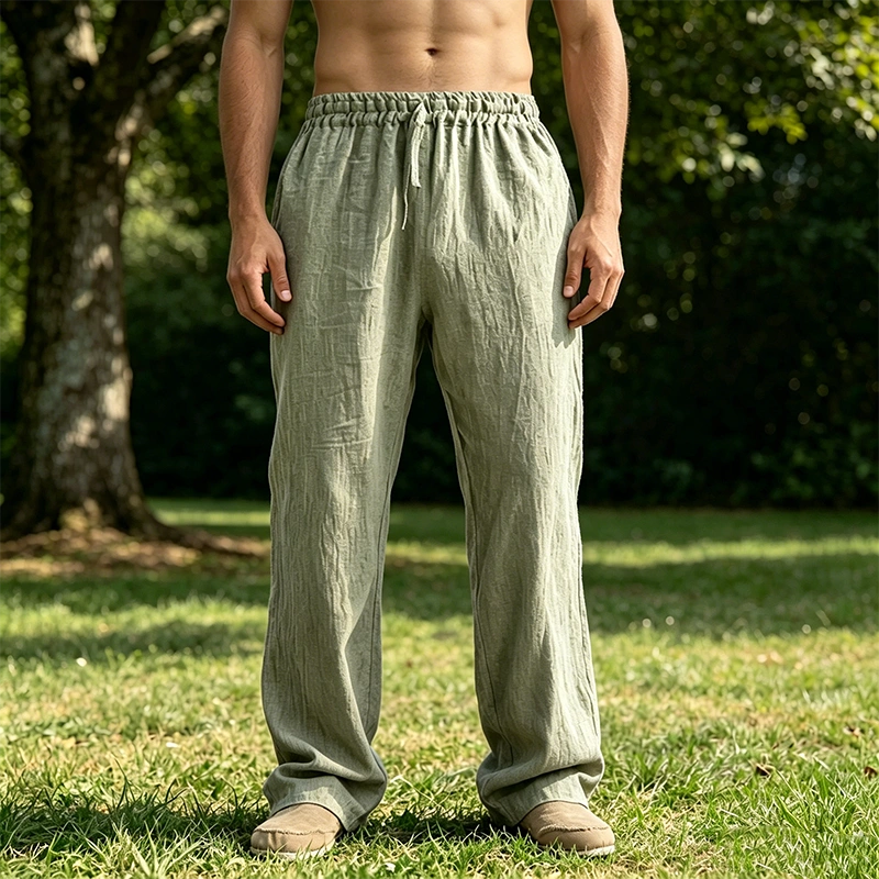 Mivanity Men's Comfortable Linen Loose Casual Breathable Trousers