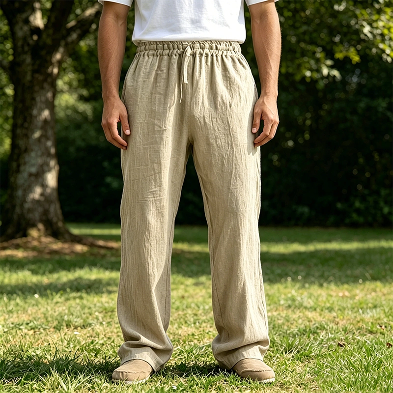 Mivanity Men's Comfortable Linen Loose Casual Breathable Trousers