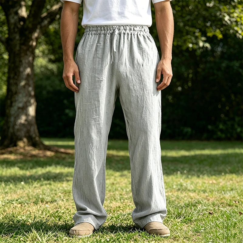 Mivanity Men's Comfortable Linen Loose Casual Breathable Trousers