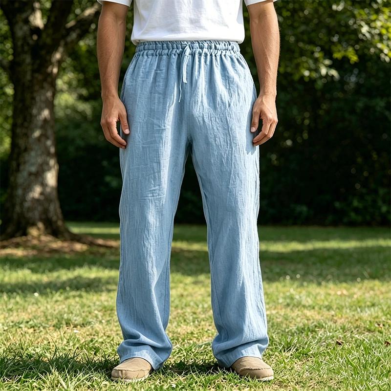 Mivanity Men's Comfortable Linen Loose Casual Breathable Trousers