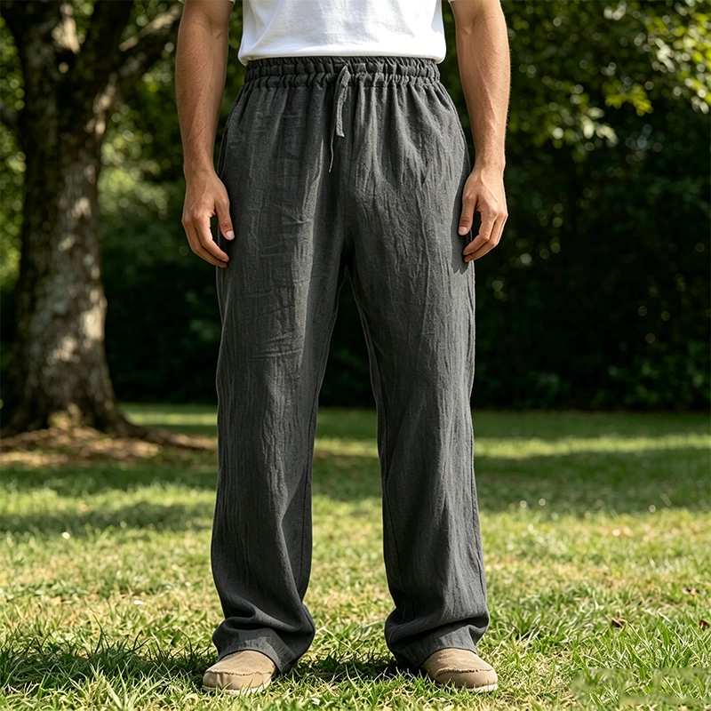 Mivanity Men's Comfortable Linen Loose Casual Breathable Trousers