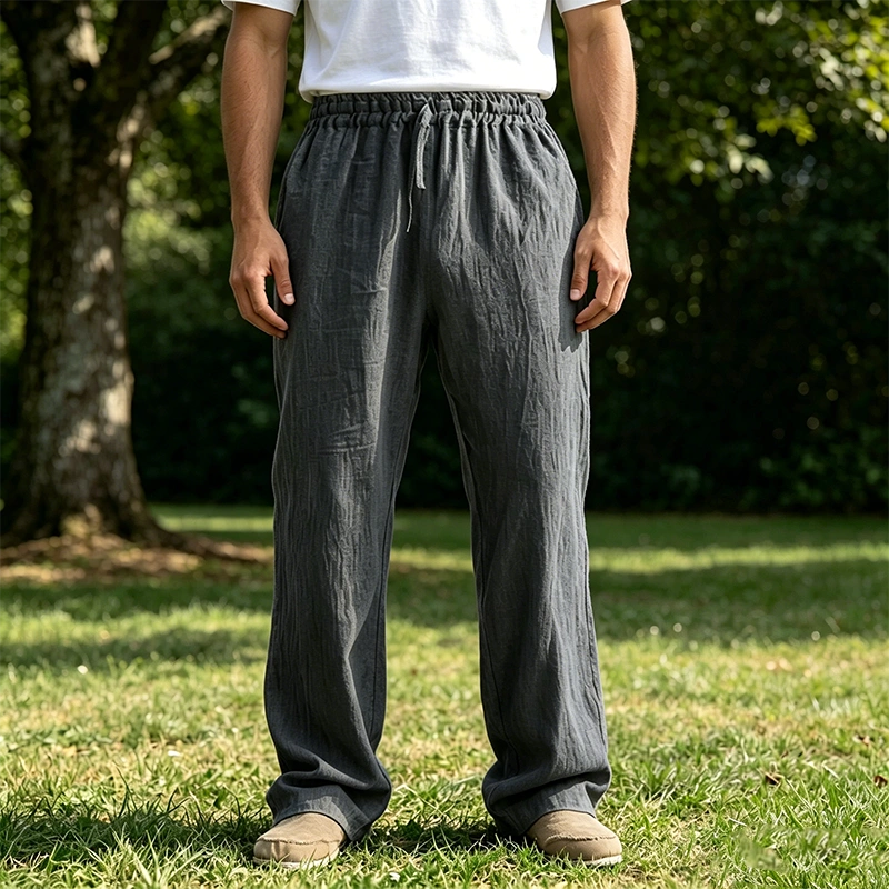 Mivanity Men's Comfortable Linen Loose Casual Breathable Trousers