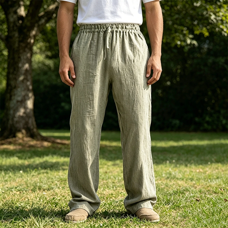 Mivanity Men's Comfortable Linen Loose Casual Breathable Trousers