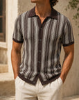 Mivanity Men's Contrast Striped Knit Polo