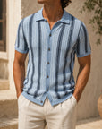 Mivanity Men's Contrast Striped Knit Polo