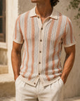 Mivanity Men's Contrast Striped Knit Polo