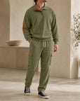 Mivanity Men's Corduroy Stand Collar 2-Piece Sets