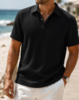 Mivanity Men’s Cotton-Linen Textured Polo Shirt