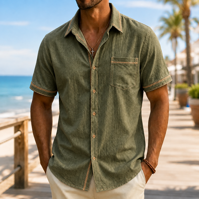 Mivanity Men’s Cotton Linen Camp Shirt