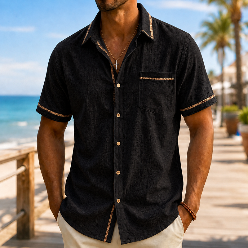 Mivanity Men’s Cotton Linen Camp Shirt