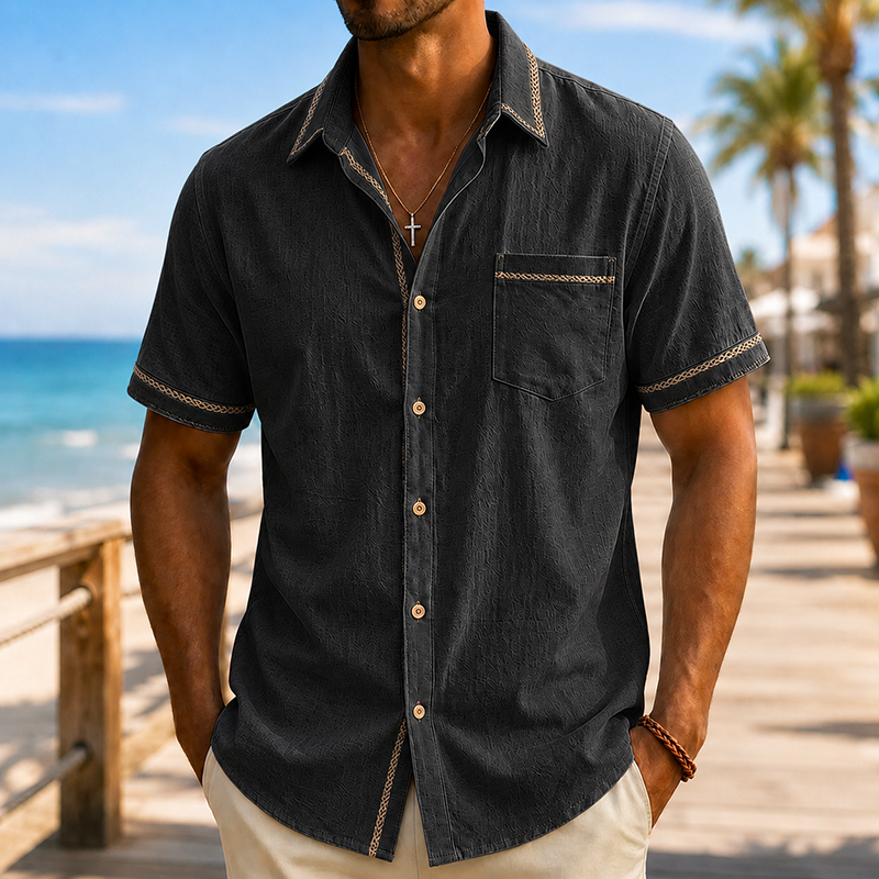 Mivanity Men’s Cotton Linen Camp Shirt
