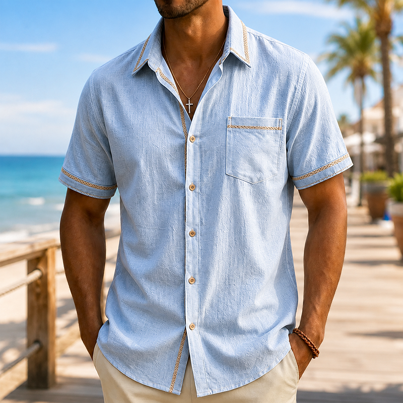 Mivanity Men’s Cotton Linen Camp Shirt