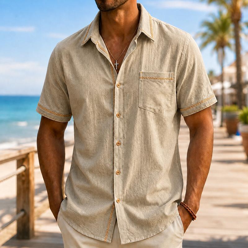 Mivanity Men’s Cotton Linen Camp Shirt