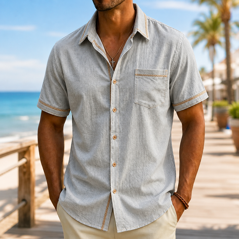 Mivanity Men’s Cotton Linen Camp Shirt