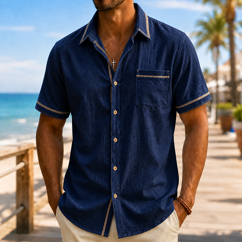 Mivanity Men’s Cotton Linen Camp Shirt