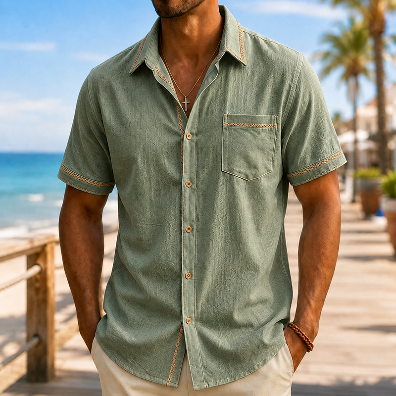 Mivanity Men’s Cotton Linen Camp Shirt