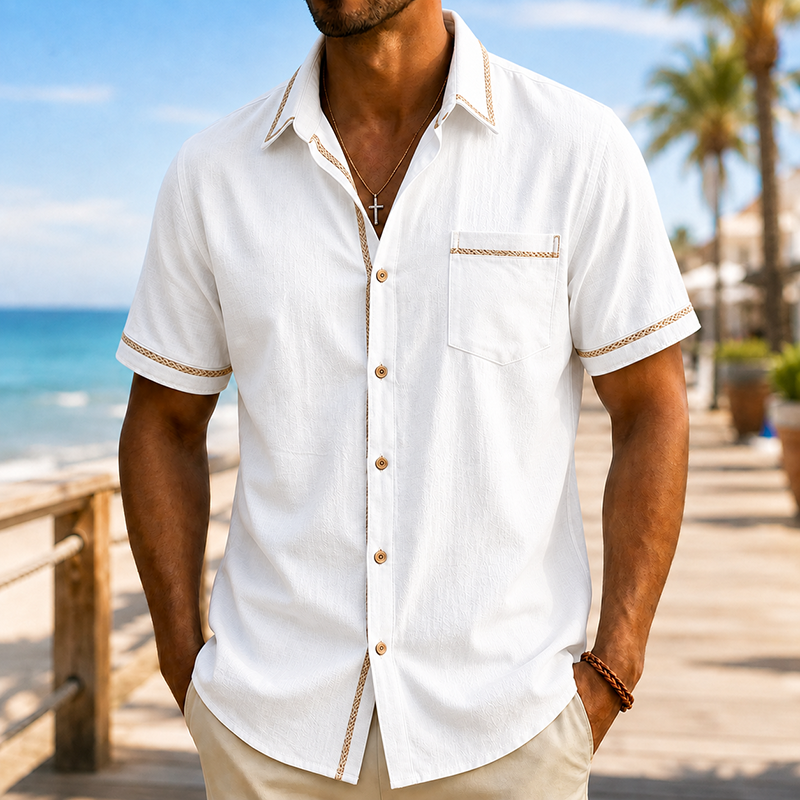 Mivanity Men’s Cotton Linen Camp Shirt