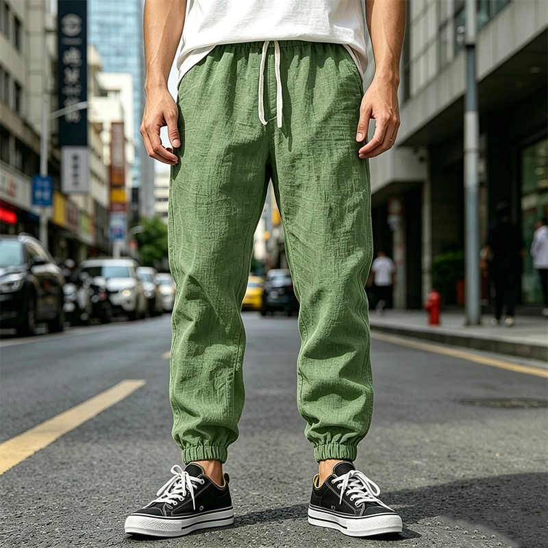 Mivanity Men's Cotton and Linen Casual Breathable Pants