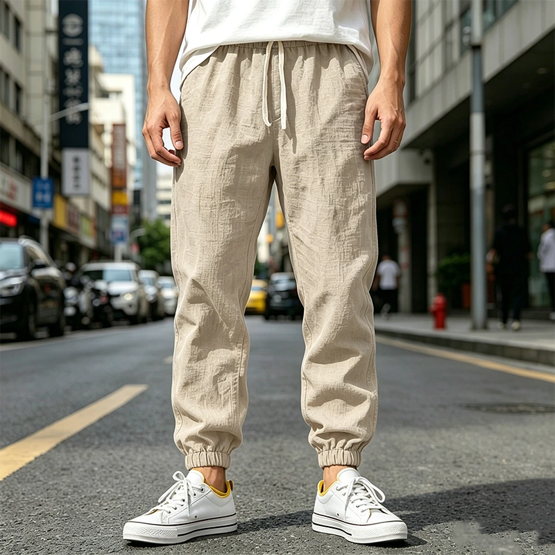 Mivanity Men's Cotton and Linen Casual Breathable Pants